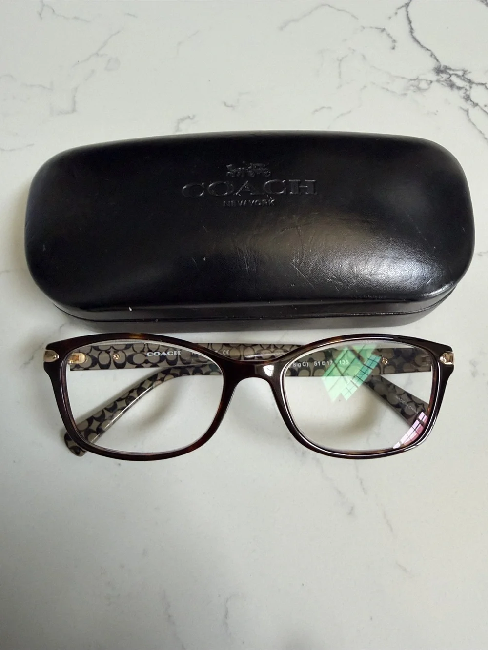 Coach Brown Logo-Pattern Rectangular Eyeglass Frames- HC6065 5291